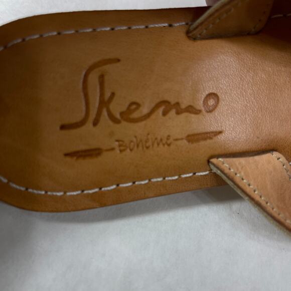 Skemo Sandals Womens 8.5 US 39 Silver Sand Dollar Toe Loop Flats Boho Leather - Picture 5 of 11